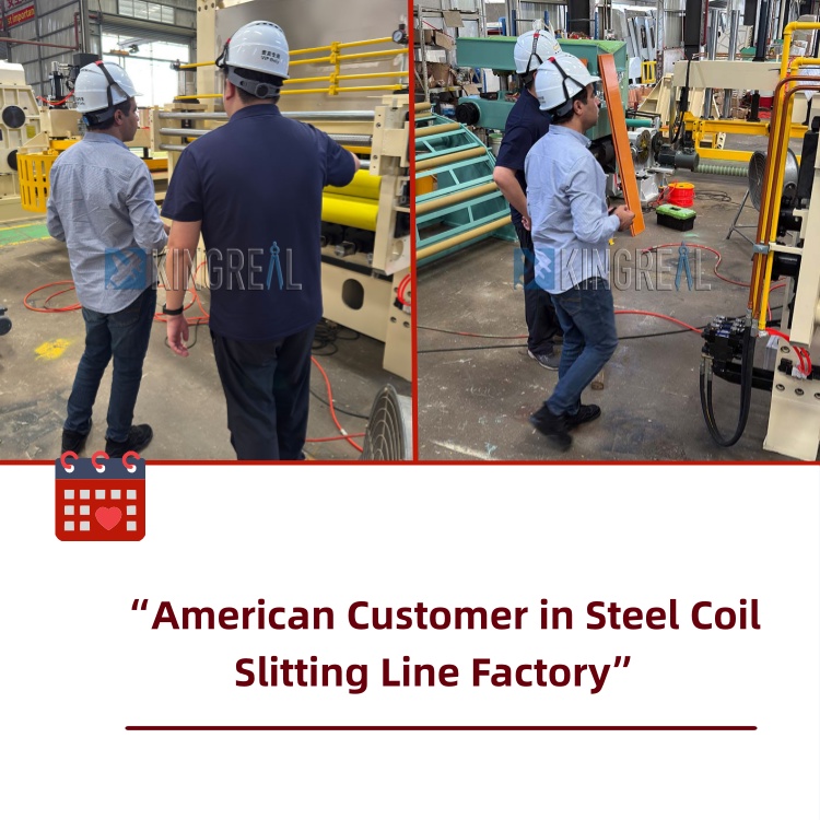 Amerikansk kund i Steel Coil Slitting Line Factory